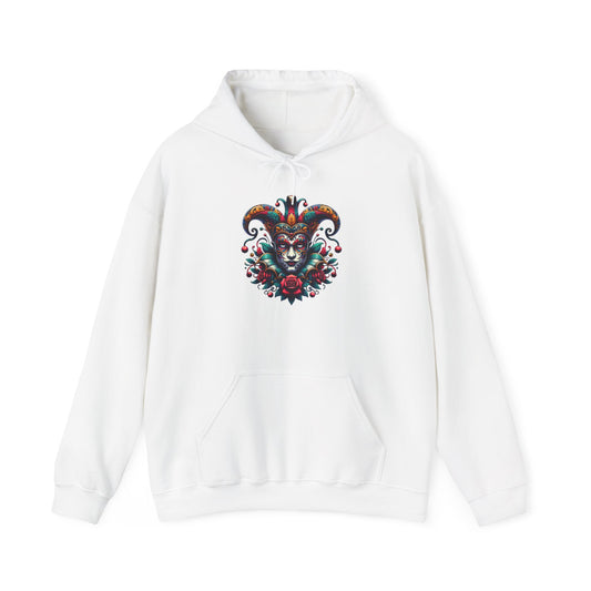 Colorful Jester Hoodie, Unique Graphic Sweatshirt