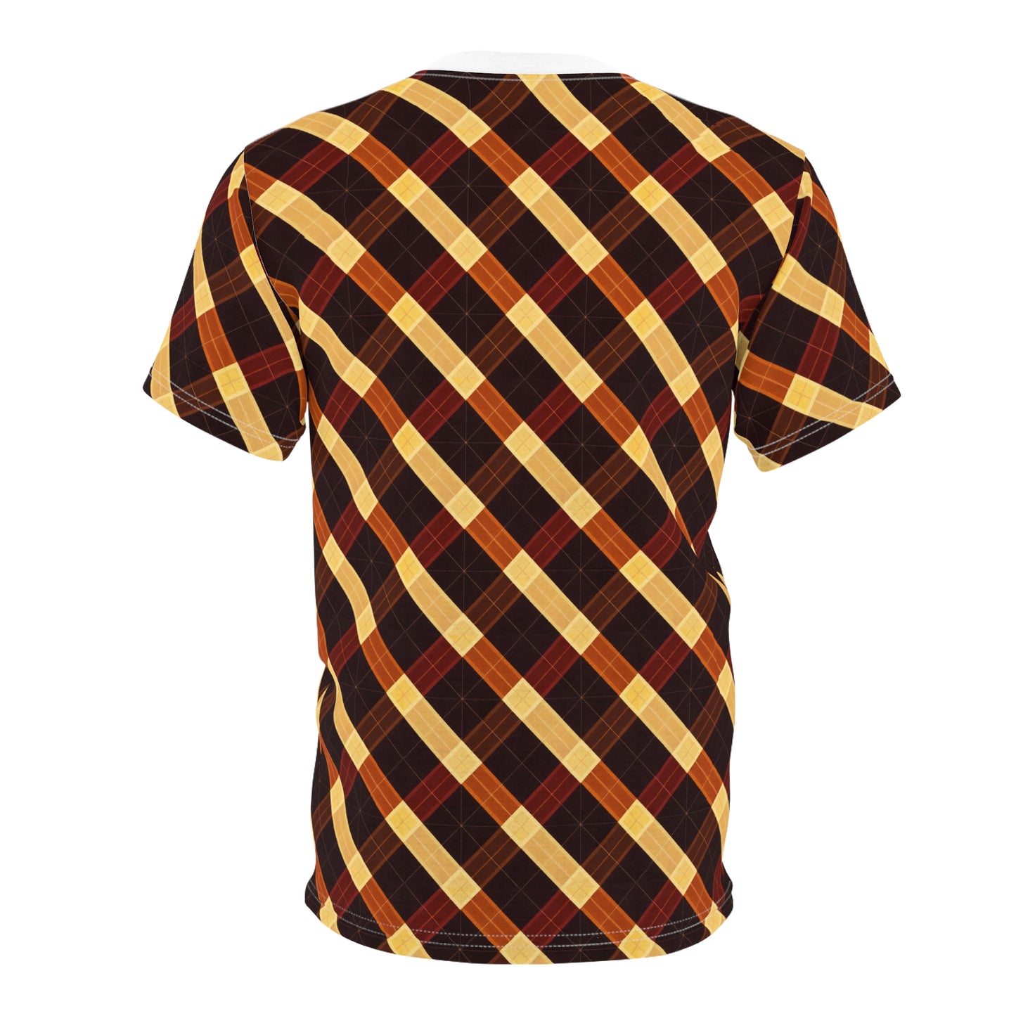 Plaid Diagonal Tee — Autumn Brown & Mustard All-Over Print T-Shirt