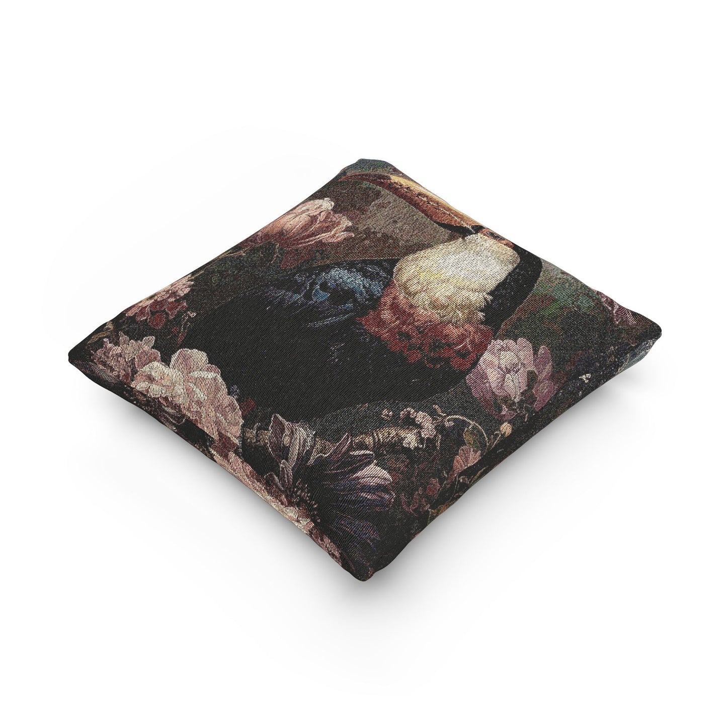 Tropical Toucan Woven Pillow | Decorative Cushion for Home, Boho Decor, Gift for Bird Lovers, Couch Accent Pillow, Nature-Themed Home Decor