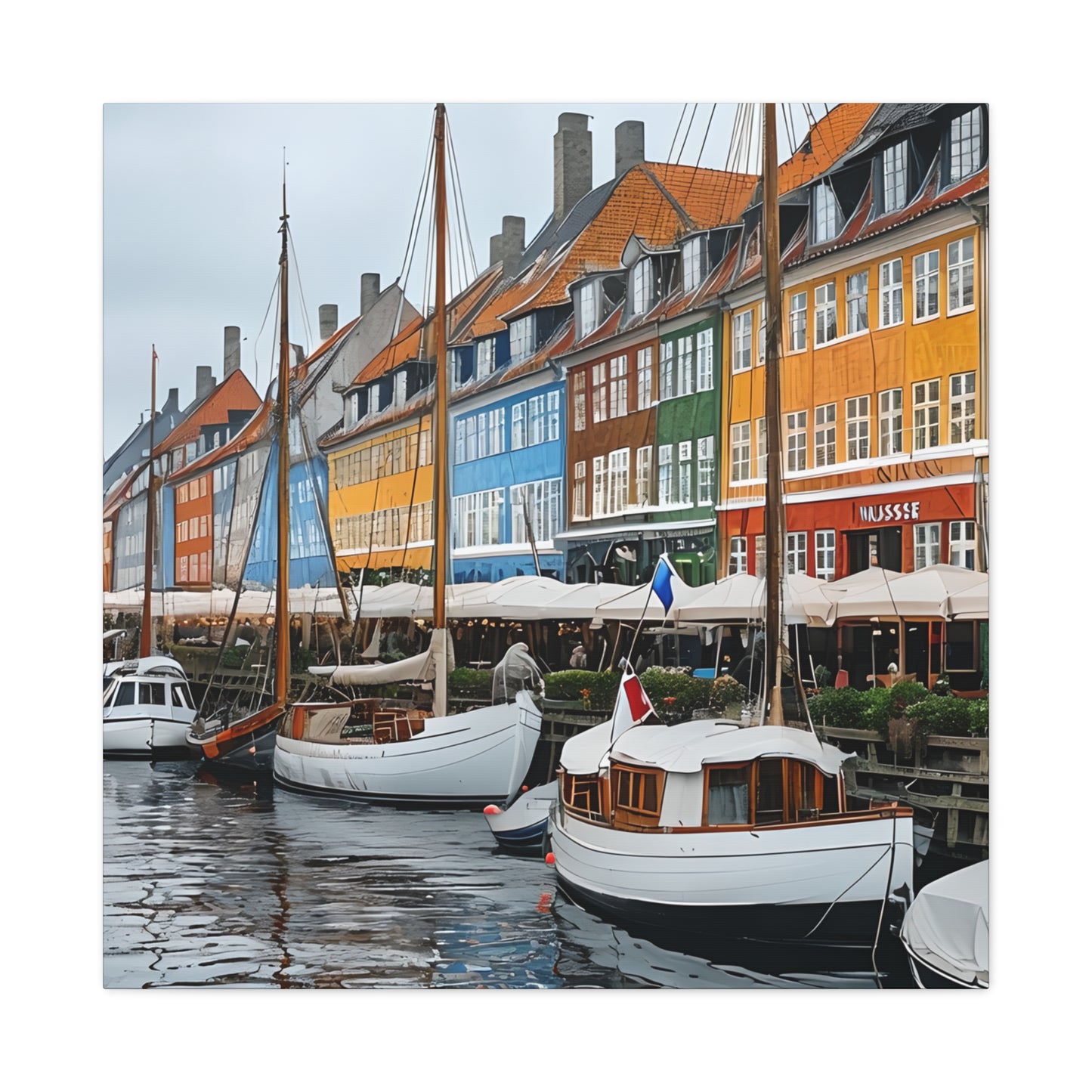 Coastal Canvas Print, Vibrant Harbor Art, Nautical Home Decor, Gift for Sailors, Maritime Wall Art