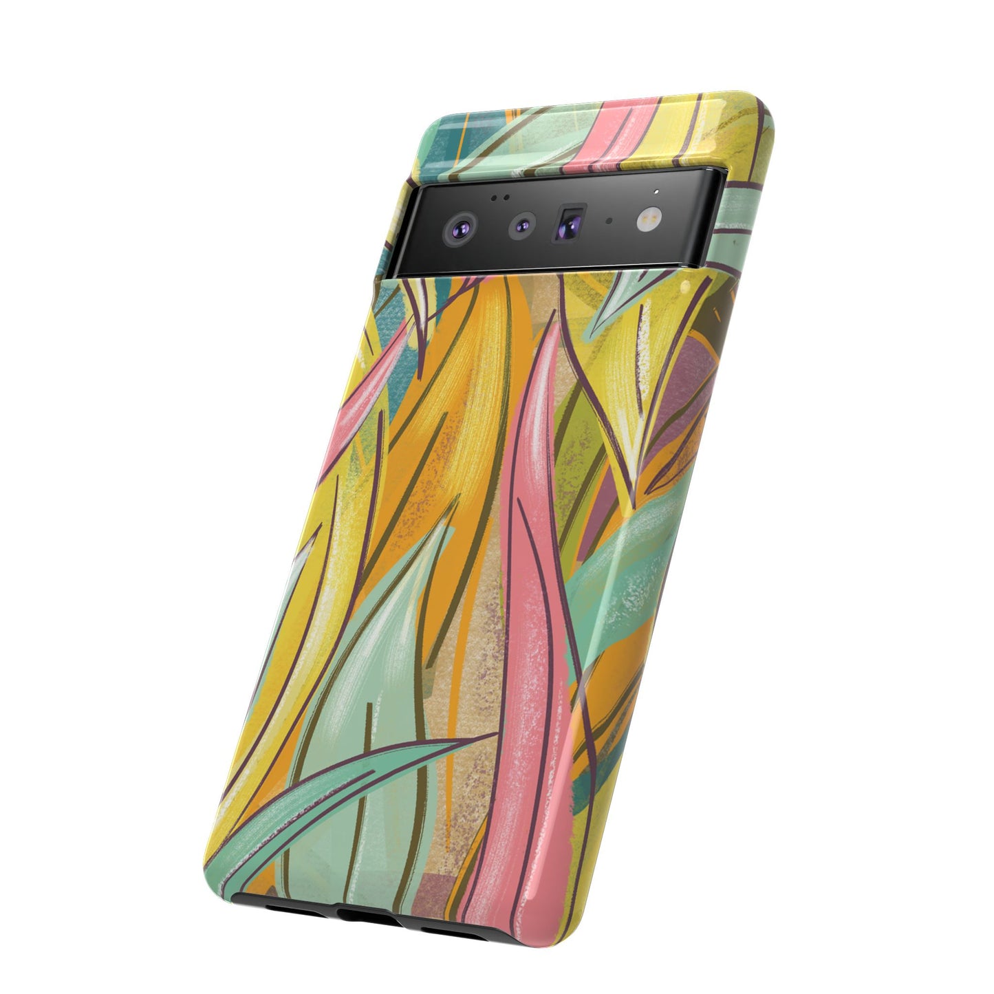 Vibrant Phone Case with Colorful Leaf Design, Tough Cases for Nature Lovers, Eco-Friendly Gift, Summer Vibes, Floral Phone Cover