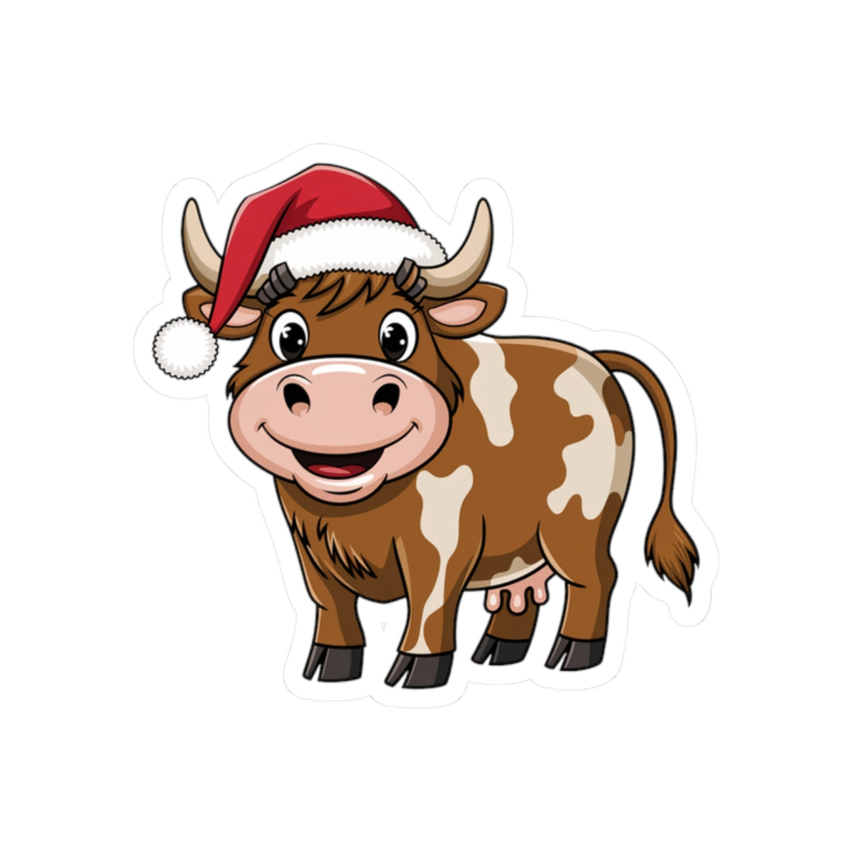 Cute Christmas Cow Stickers, Holiday Decor, Laptop Decal, Gift for Farmers, Fun Stickers for Kids