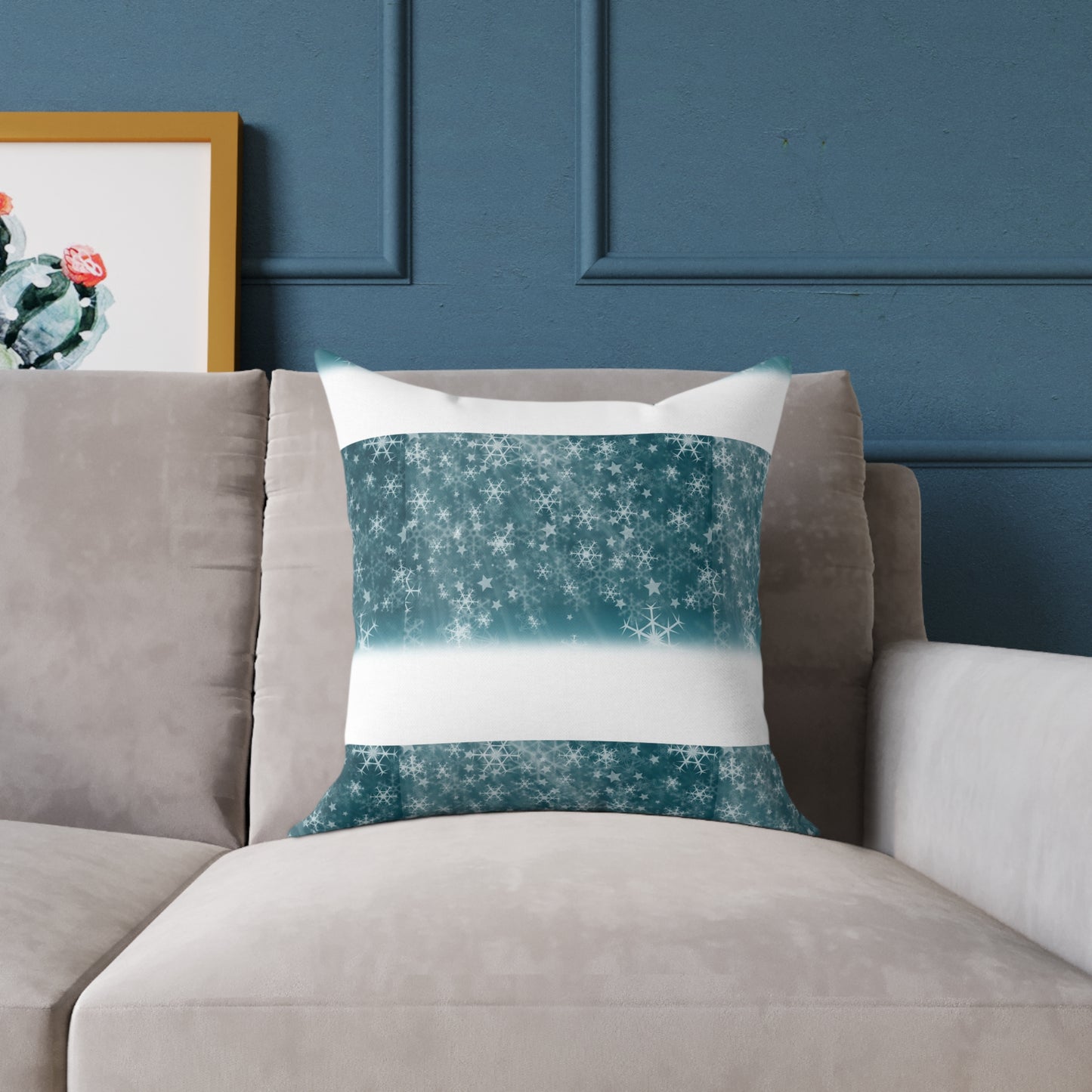 Starfield Stripe Square Pillow — Teal Sparkle Decorative Throw Pillow