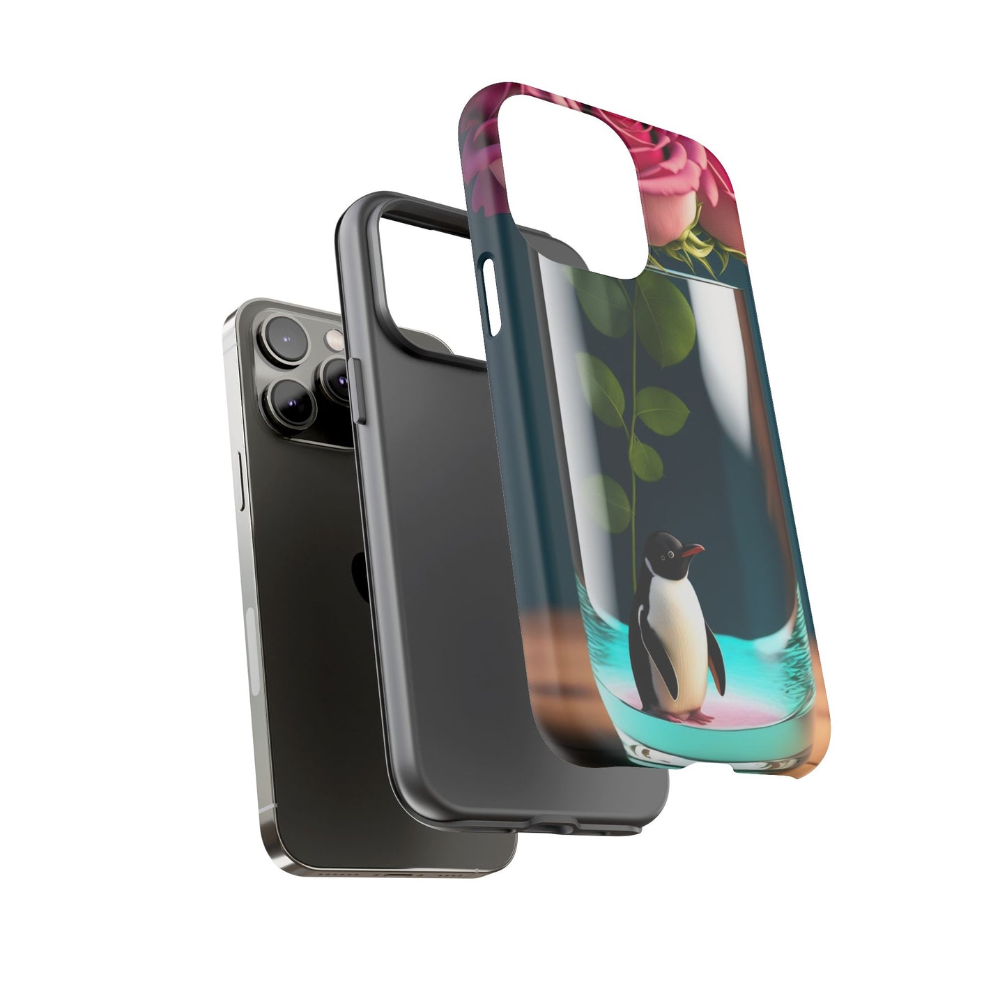 Penguin in a Glass Floral Tough Phone Case — Cute Protective Phone Cover