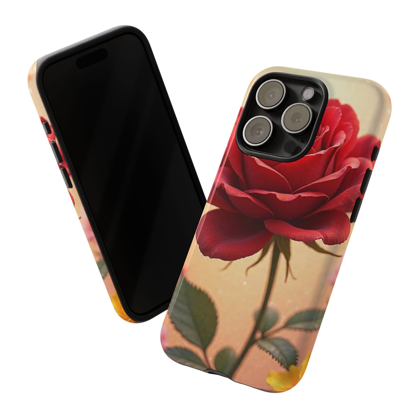 Floral Phone Case with Red Rose Design, Tough Phone Cover, Flower Print, Gift for Her, Stylish Accessory, Floral Aesthetic