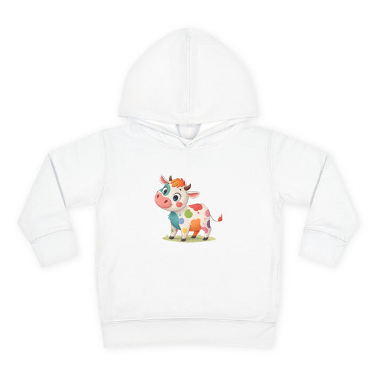 Cute Cow Toddler Pullover Fleece Hoodie, Kids' Hoodie, Animal Hoodie, Cozy Kids Apparel, Fun Gifts for Toddlers, Birthday Gift