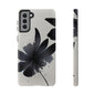 Monochrome Floral Tough Phone Case — Black Ink Flower Protective Cover
