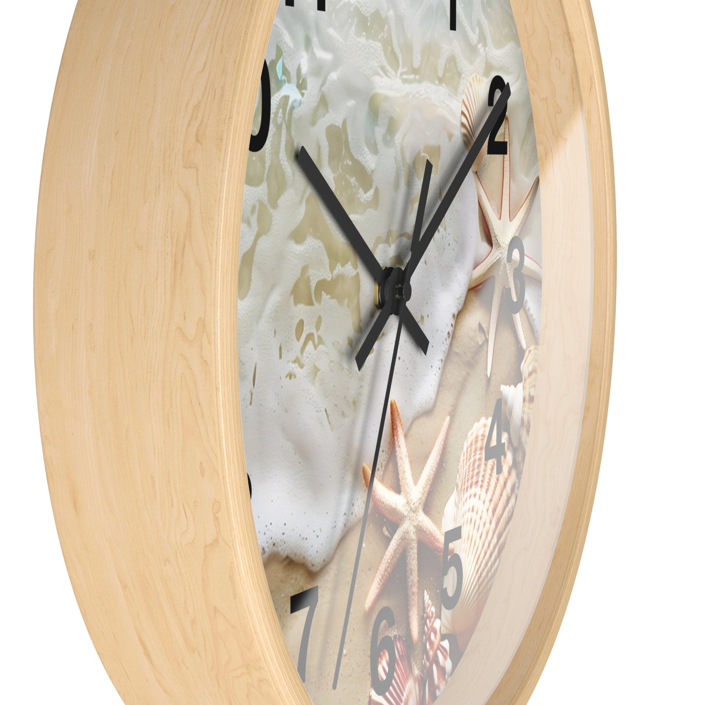 Beach Shells Wall Clock — Coastal Starfish Seaside Decor