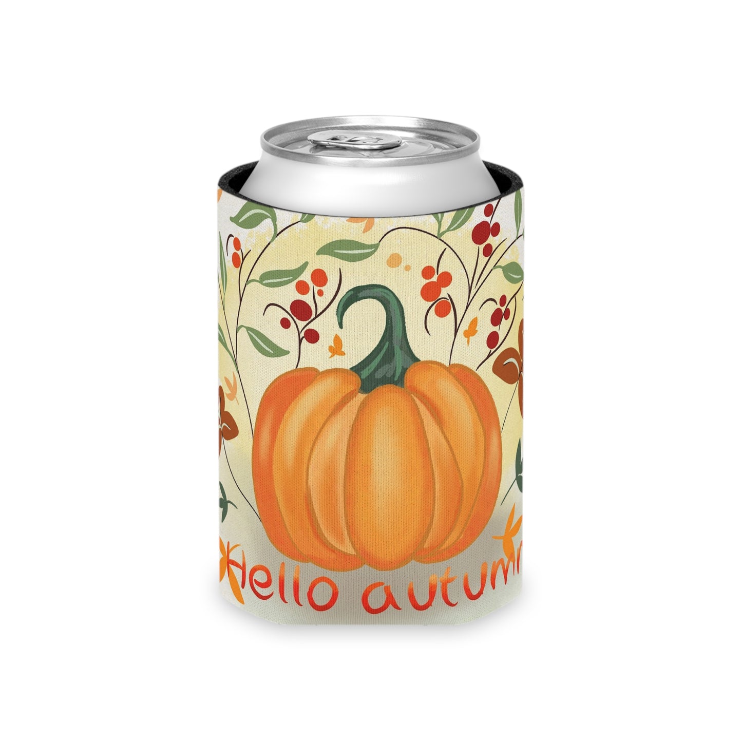 Autumn Pumpkin Can Cooler - Hello Autumn Insulated Beverage Holder, Fall Party, Thanksgiving Gift, Outdoor Events, Seasonal Decoration