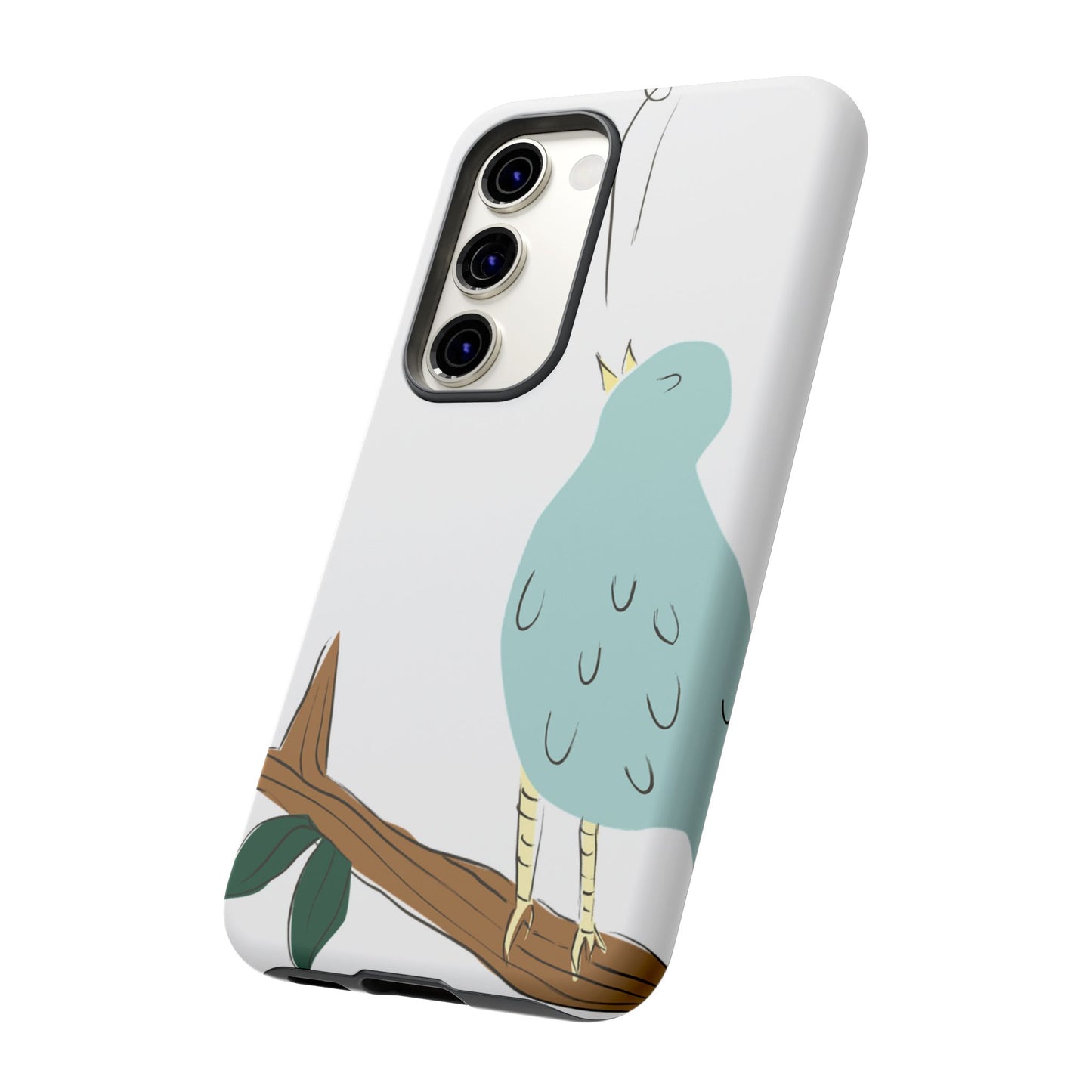 Birdsong Phone Case — Cute Blue Bird on Branch Protective Case