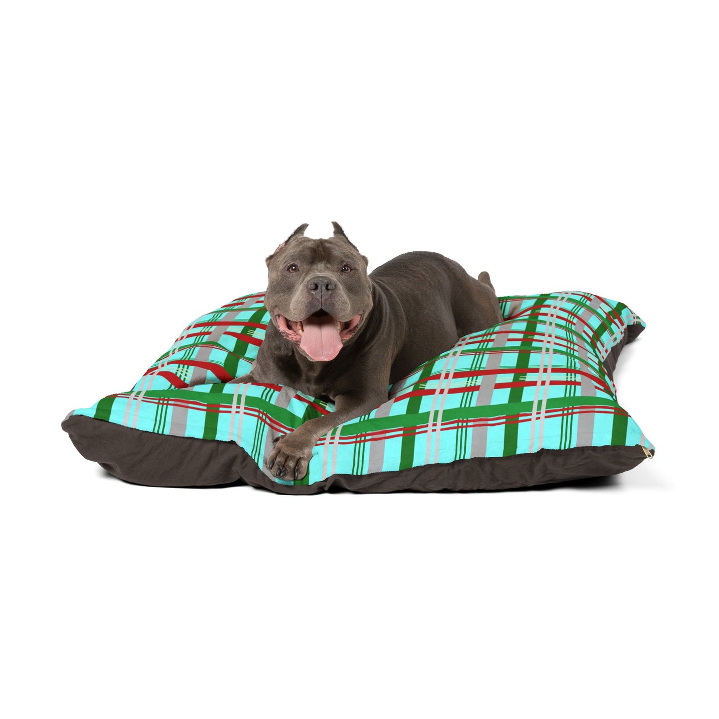 Festive Plaid Pet Bed | Cozy Dog Bed | Holiday Pet Cushion | Comfortable Cat Bed | Christmas Decor