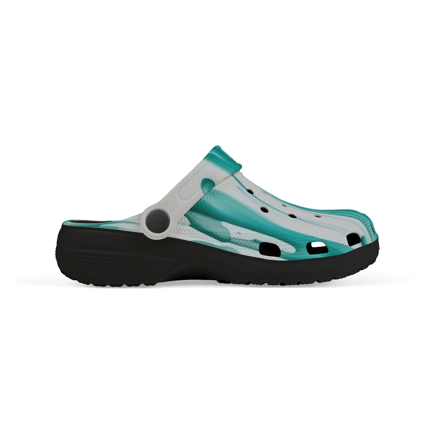 Kids Marble Aqua Foam Clogs — Watercolor Teal Slip-On Sandals