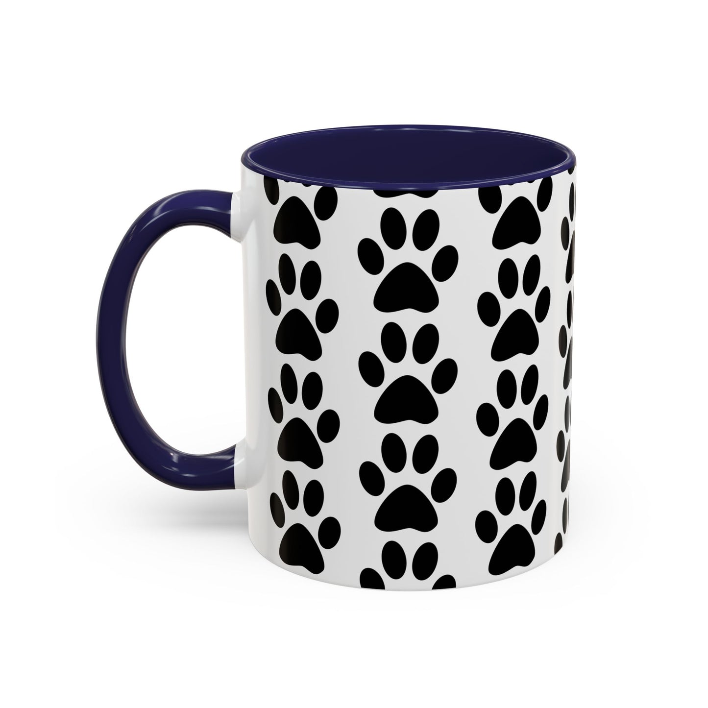 Paw Print Accent Coffee Mug - Dog Lover Gift, Black and White Pet Mug, Cute Animal Decor, Personalized Pet Owner Present, Coffee Tea Cup