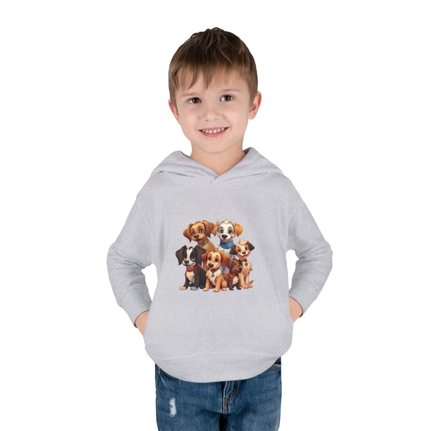 Adorable Puppy Print Toddler Hoodie, Cute Kids Fleece Pullover, Dog Lover Gift, Warm Hoodie for Boys & Girls, Pet Themed Clothes