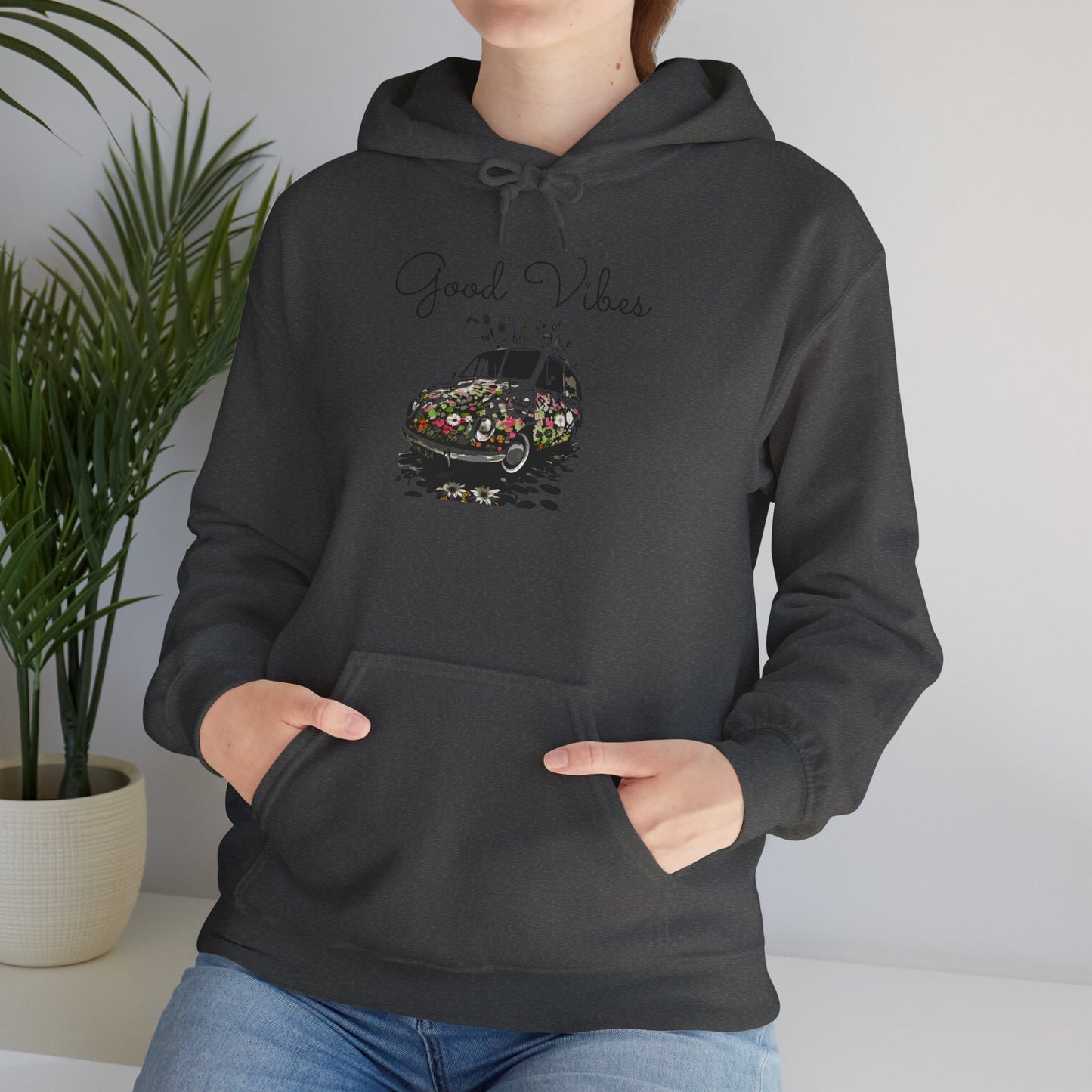 Good Vibes Hooded Sweatshirt - Unisex Heavy Blend, Cozy Gift for Friends, Casual Wear, Summer Outings, Beach Days, Chill Vibes