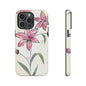 Floral Phone Case with Elegant Pink Lilies, Cute Floral Accessories, Phone Protection, Gift for Her, Stylish Cell Phone Cover