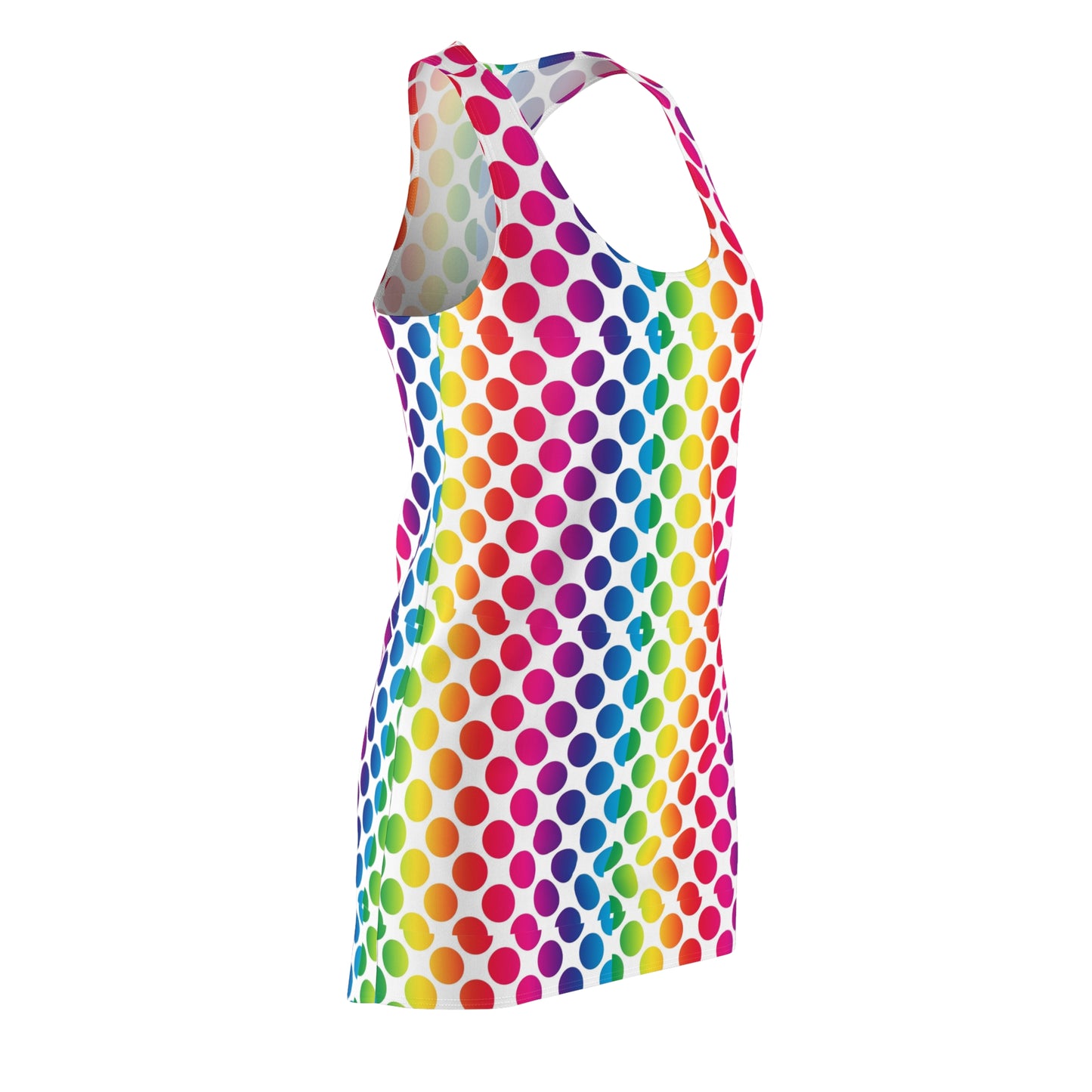 Colorful Polka Dot Racerback Dress, Summer Dress, Festival Wear, Party Outfit, Casual Dress, Vibrant Dress, Gift for Her