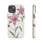 Floral Phone Case with Elegant Pink Lilies, Cute Floral Accessories, Phone Protection, Gift for Her, Stylish Cell Phone Cover
