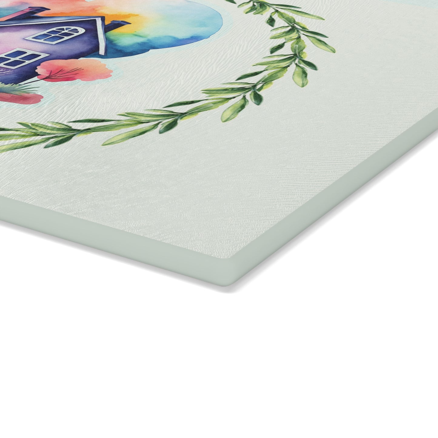 Charming Home-themed Glass Cutting Board - Kitchen Decor, Housewarming Gift, Unique Culinary Gift, Functional Art, Family Kitchen Essentials