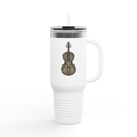 Colorful Violin Insulated Travel Mug - Perfect for Music Lovers, Gifts for Musicians, 40oz Tumbler, Travel Cup for Coffee, Unique Drinkware