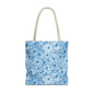 Blue Watercolor Floral Tote Bag — Reusable Flower Pattern Shopper
