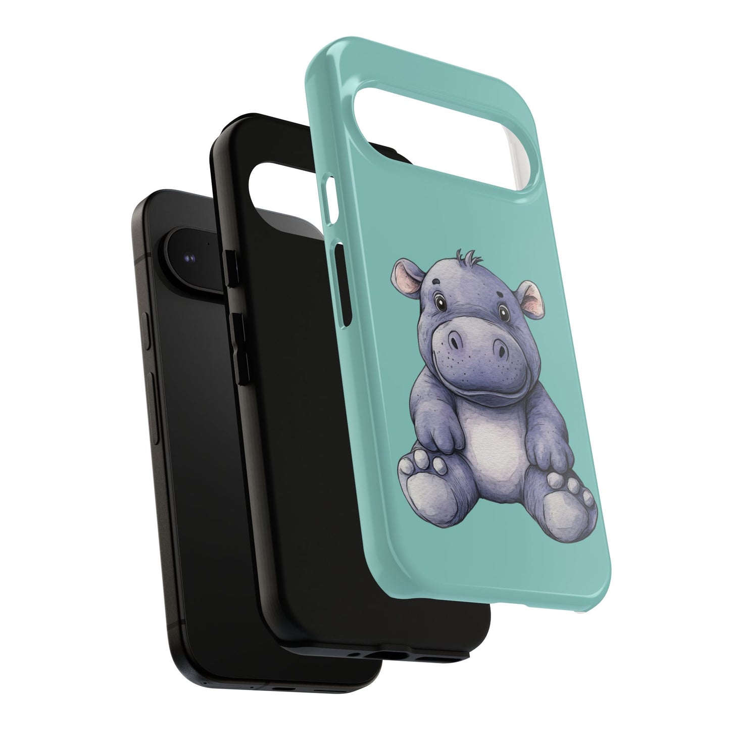 Cute Hippo Phone Case, Tough Phone Cover, Fun Animal Case, Gift for Kids, Cute Decor, Birthday Present