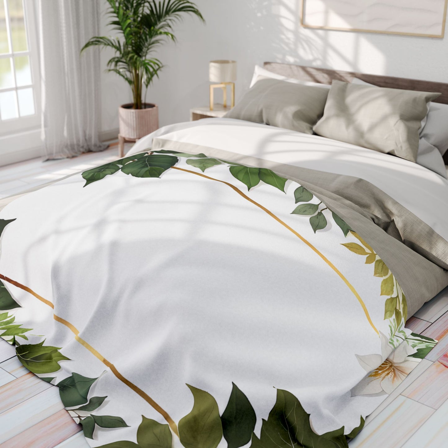 Floral Arctic Fleece Blanket, Cozy Throw, Home Decor, Gift for Her, Botanical Blanket, Seasons Gift, Relaxing Atmosphere