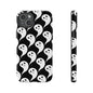 Ghost Pattern Phone Case, Cute Ghost Cell Phone Cover, Halloween Accessory, Spooky Gift, Black and White Phone Case
