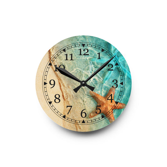 Beach Themed Acrylic Wall Clock, Coastal Decor, Ocean Vibes, Home Decor