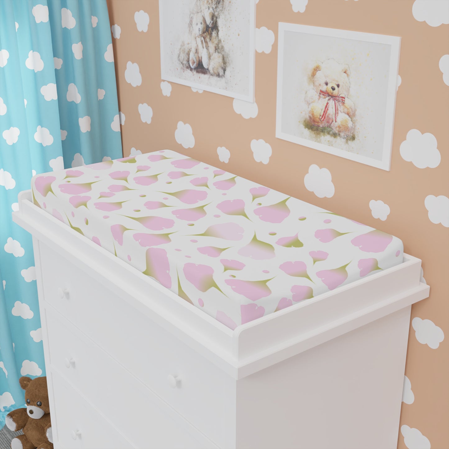 Floral Baby Changing Pad Cover, Pink Floral Nursery Decor, Floral Changing Table Pad, Baby Shower Gift, Newborn Nursery Essentials