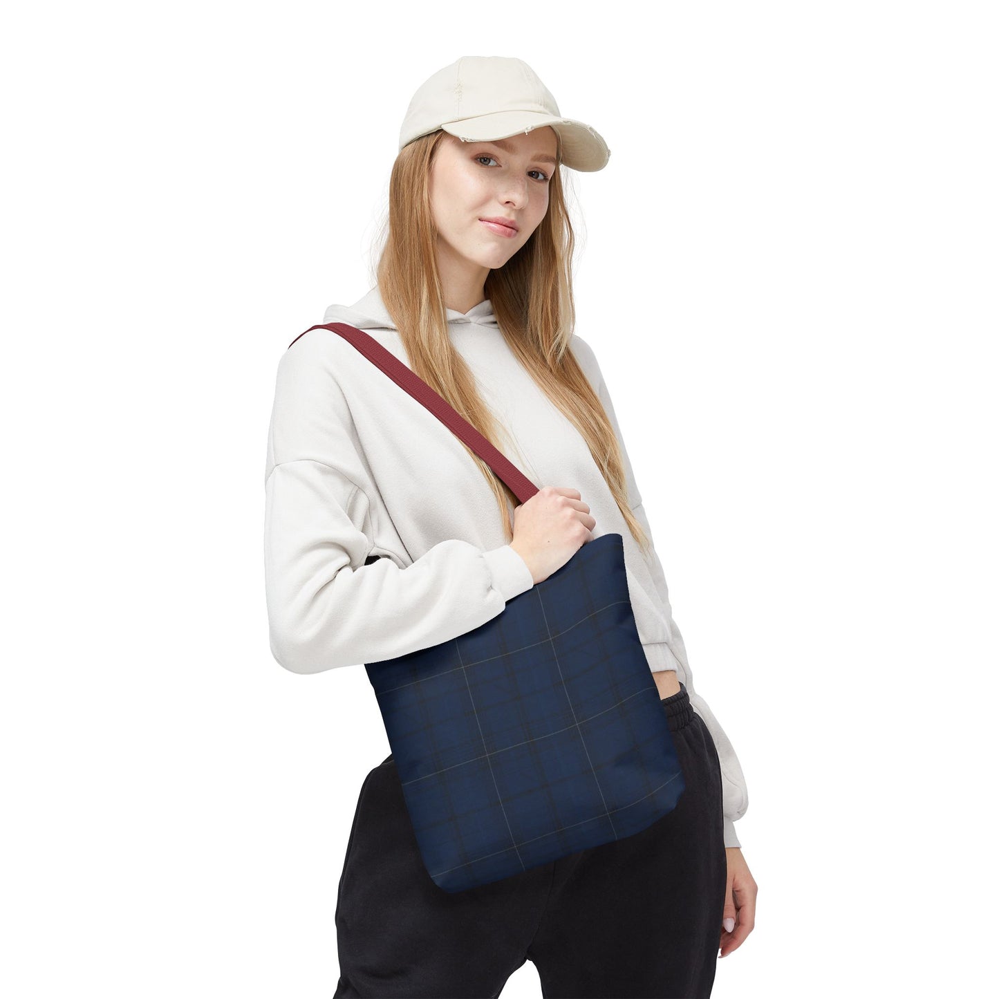 Navy Tartan Tote Bag – Classic Plaid All-Over Print Tote