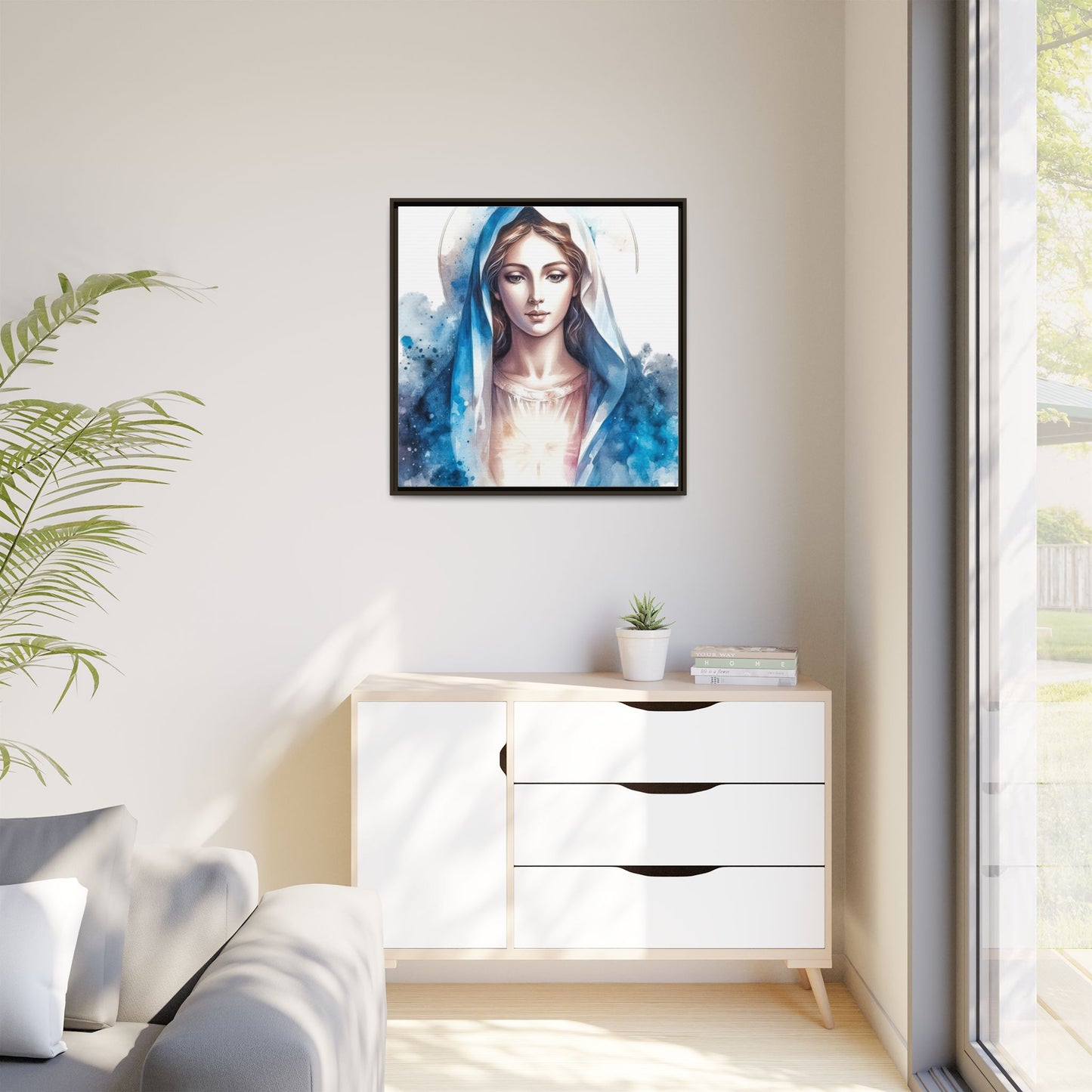 Framed Canvas Art Print, Spiritual Decor, Religious Artwork, Wall Decor, Gift for Faith, Elegant Home Decoration