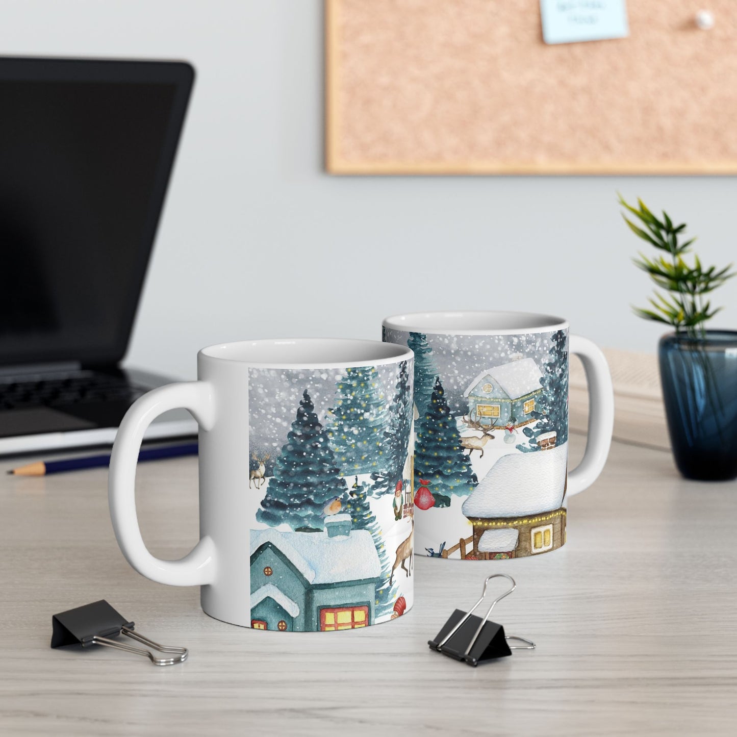 Winter Wonderland Ceramic Mug - Cozy Hot Chocolate Cup, Holiday Gift, Christmas Decor, Seasonal Kitchenware, Snowy Scene