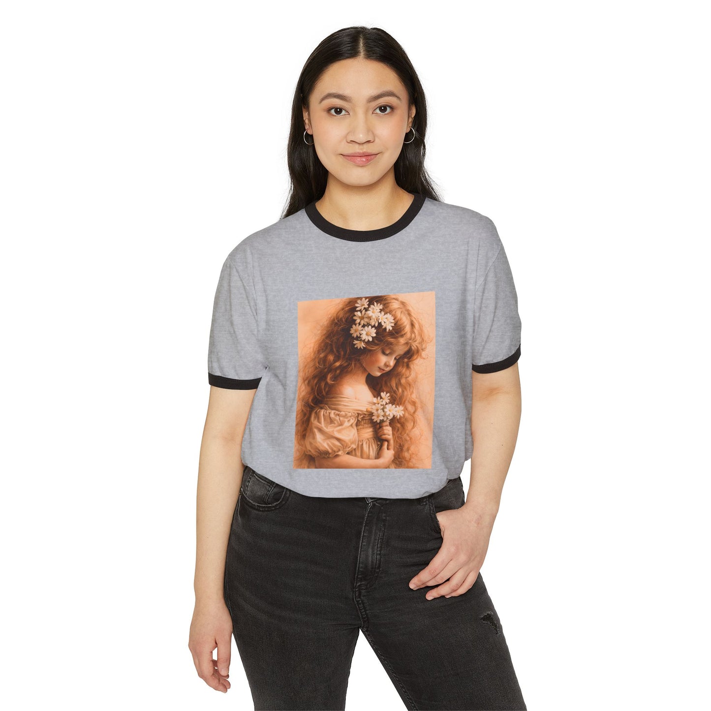 Vintage Floral Girl Ringer Tee