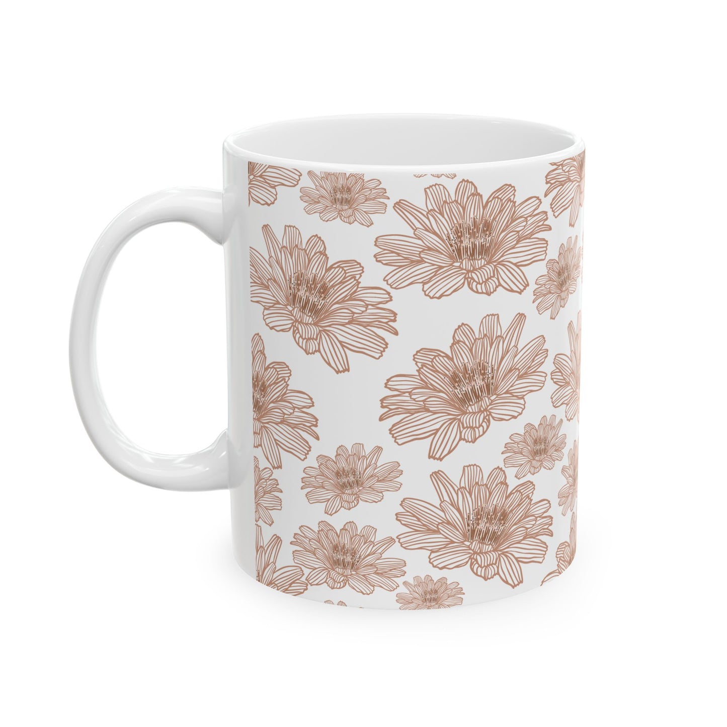 Floral Ceramic Mug - Pink Lotus Coffee Cup, Gift for Flower Lovers, Home Decor, Mother's Day, Tea Drinkers, Cozy Mornings
