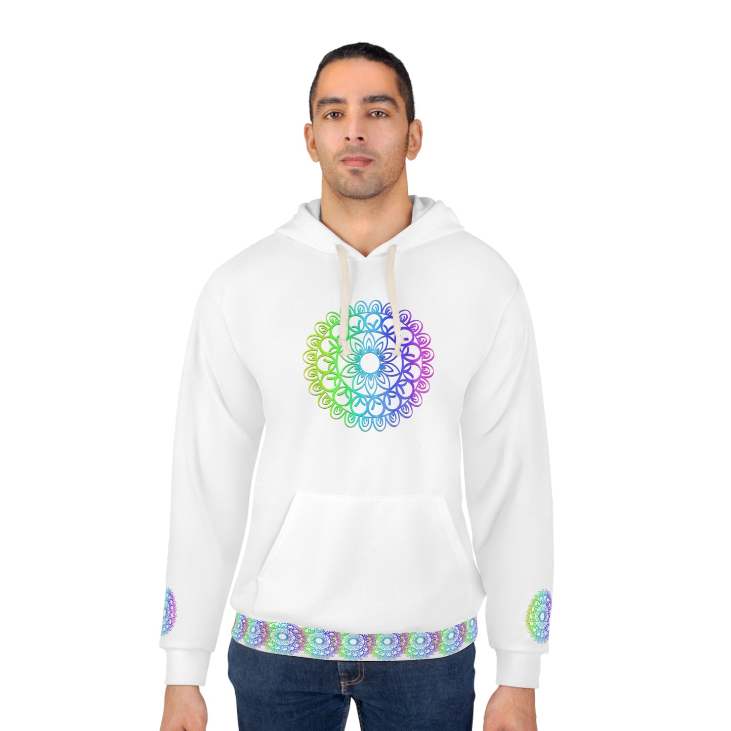 Colorful Mandala Unisex Pullover Hoodie - Boho Gift, Festival Wear, Cozy Streetwear, Spiritual Fashion, Unique Hooded Sweatshirt