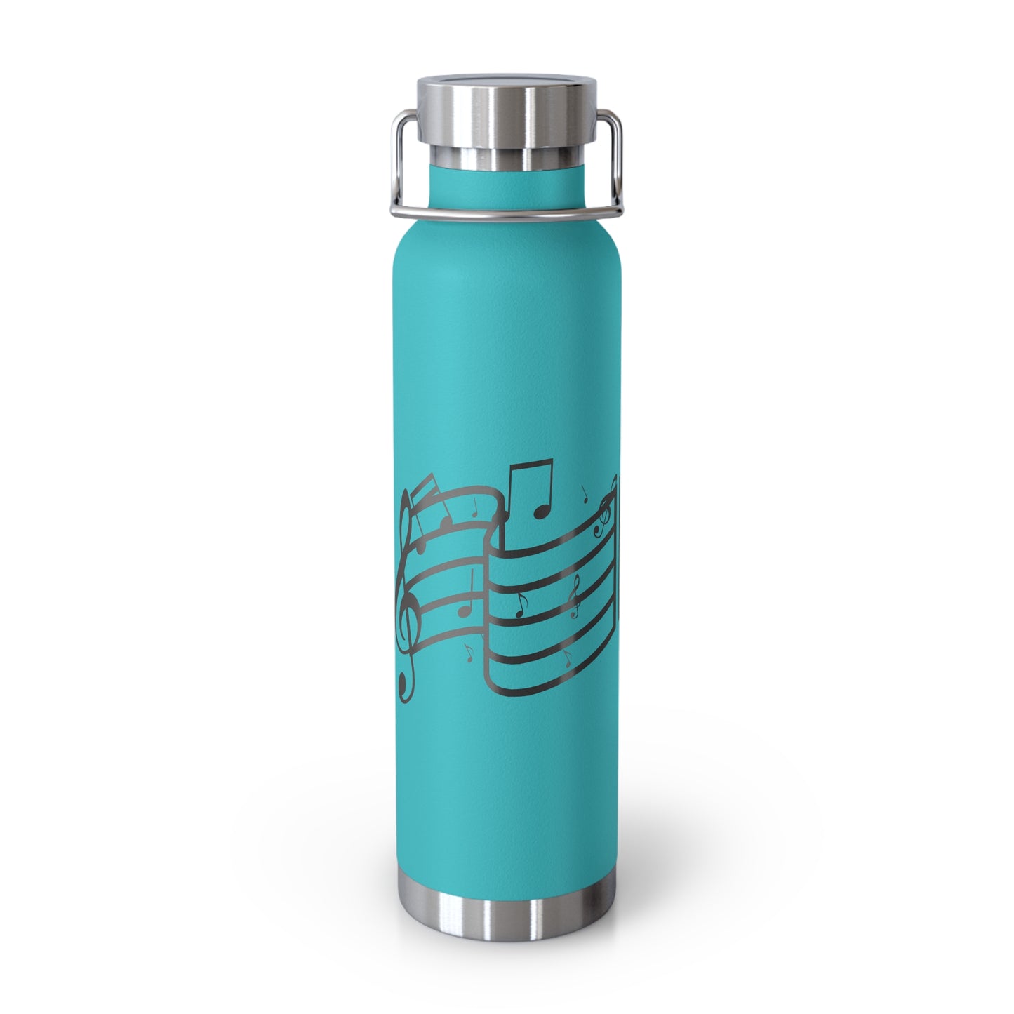 22oz Insulated Water Bottle — Red Musical Notes Stainless Steel Vacuum Bottle
