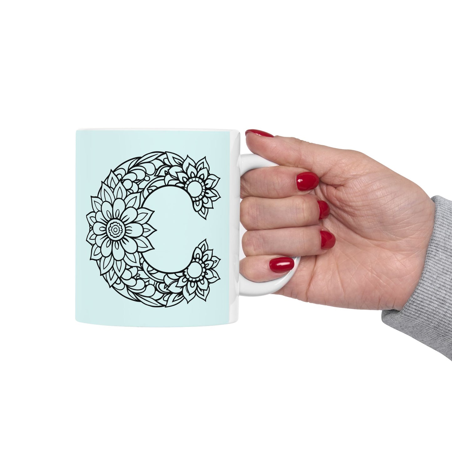 Copy of Mandala Design Ceramic Mug -Letter C Relaxing Gift for Tea Lovers, Coffee Enthusiasts, Home Decor, Perfect for Holidays, Zen Vibe