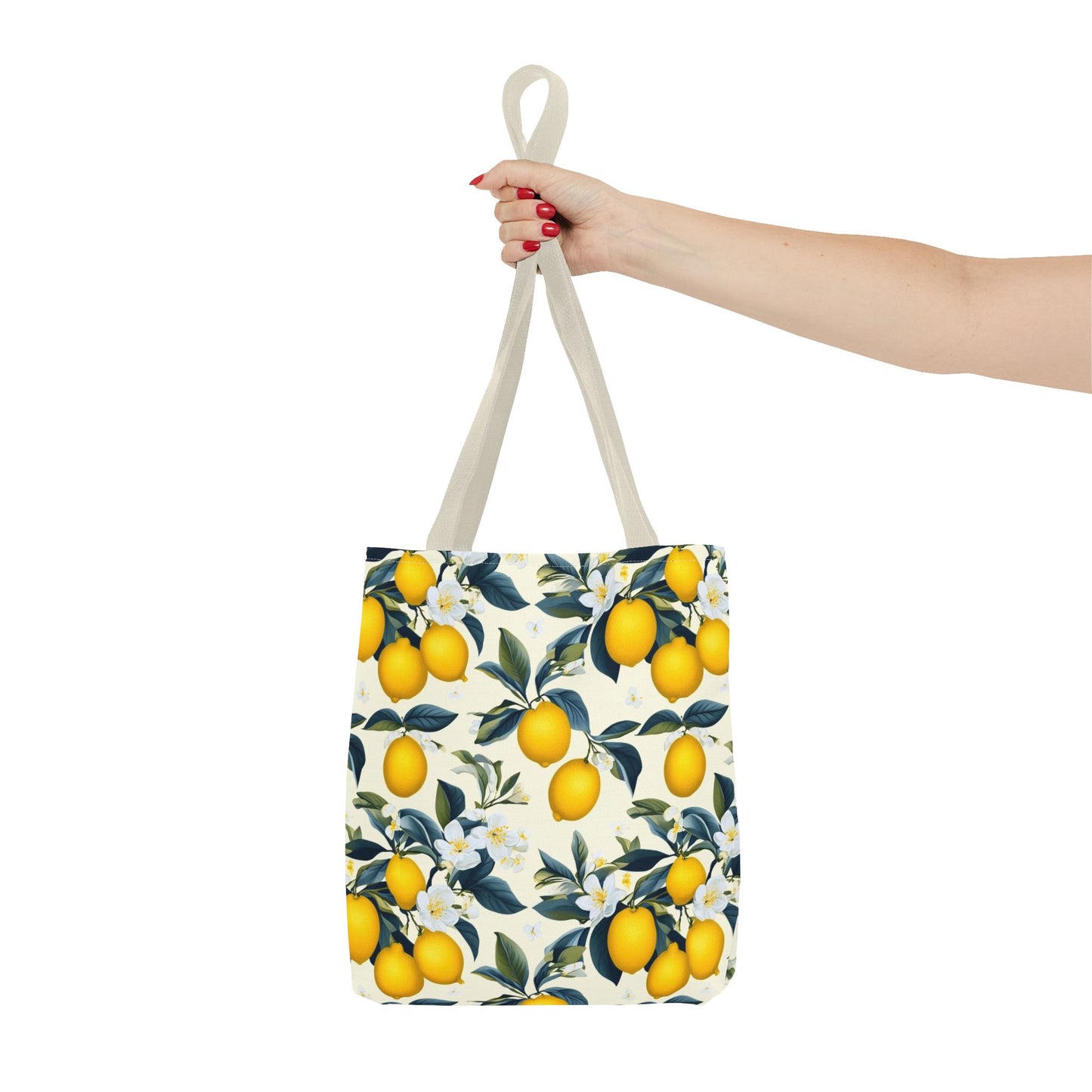 Lemon Blossom All-Over Print Tote Bag — Citrus Floral Market Bag