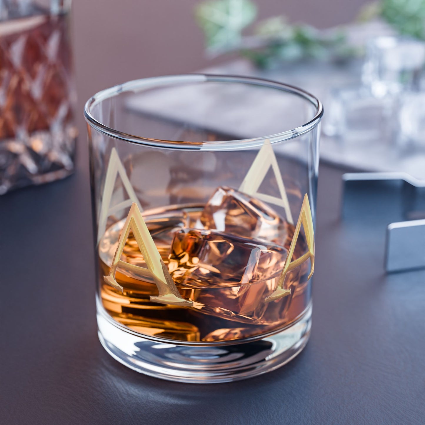 Personalized Monogram Rocks Glass - Elegant Barware Letter A