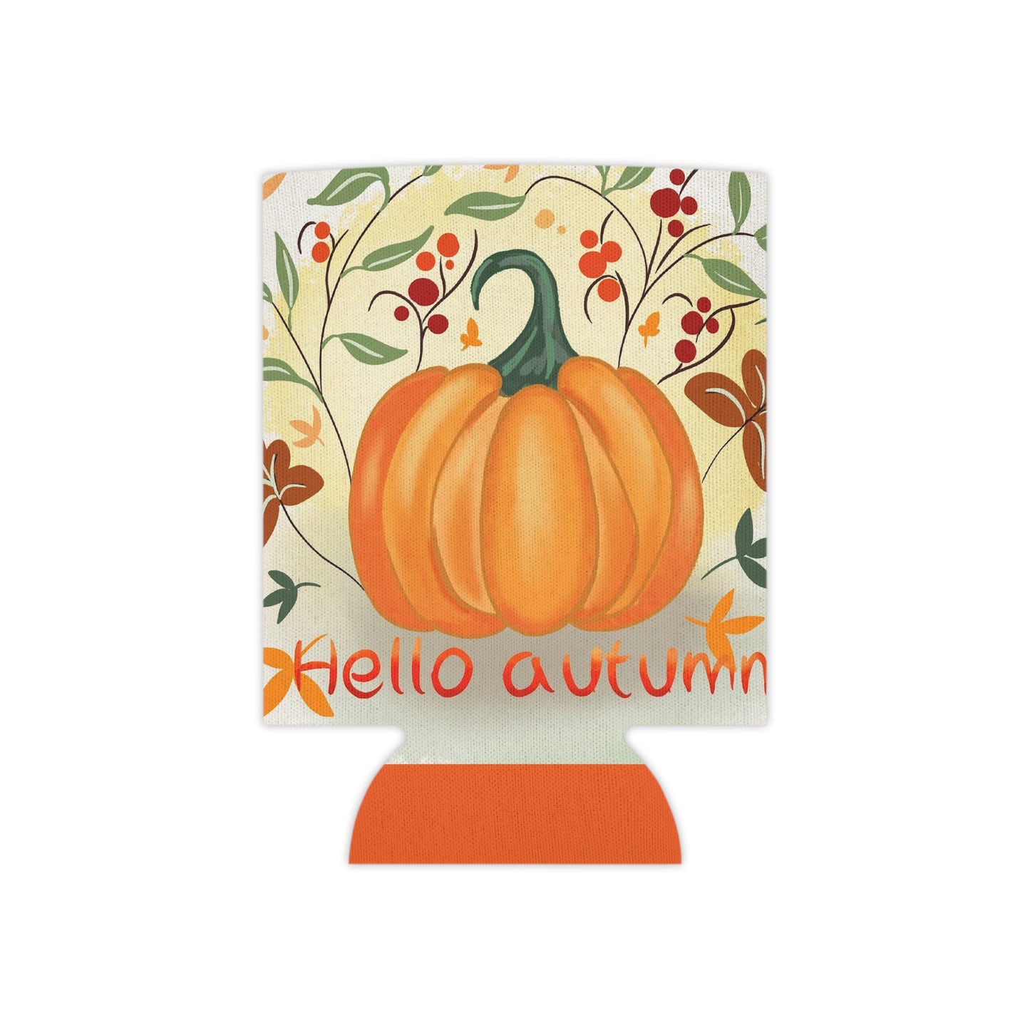 Autumn Pumpkin Can Cooler - Hello Autumn Insulated Beverage Holder, Fall Party, Thanksgiving Gift, Outdoor Events, Seasonal Decoration