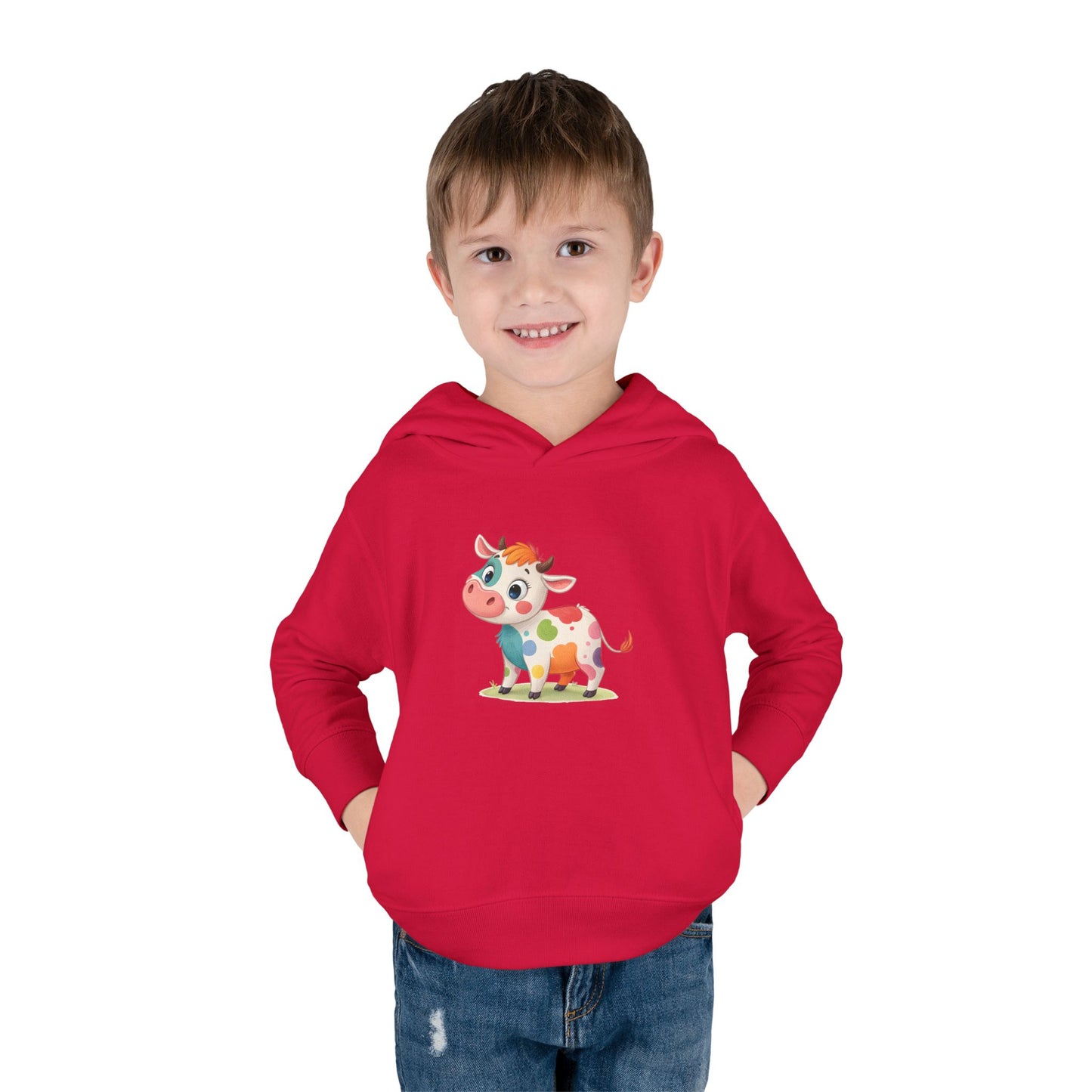Cute Cow Toddler Pullover Fleece Hoodie, Kids' Hoodie, Animal Hoodie, Cozy Kids Apparel, Fun Gifts for Toddlers, Birthday Gift
