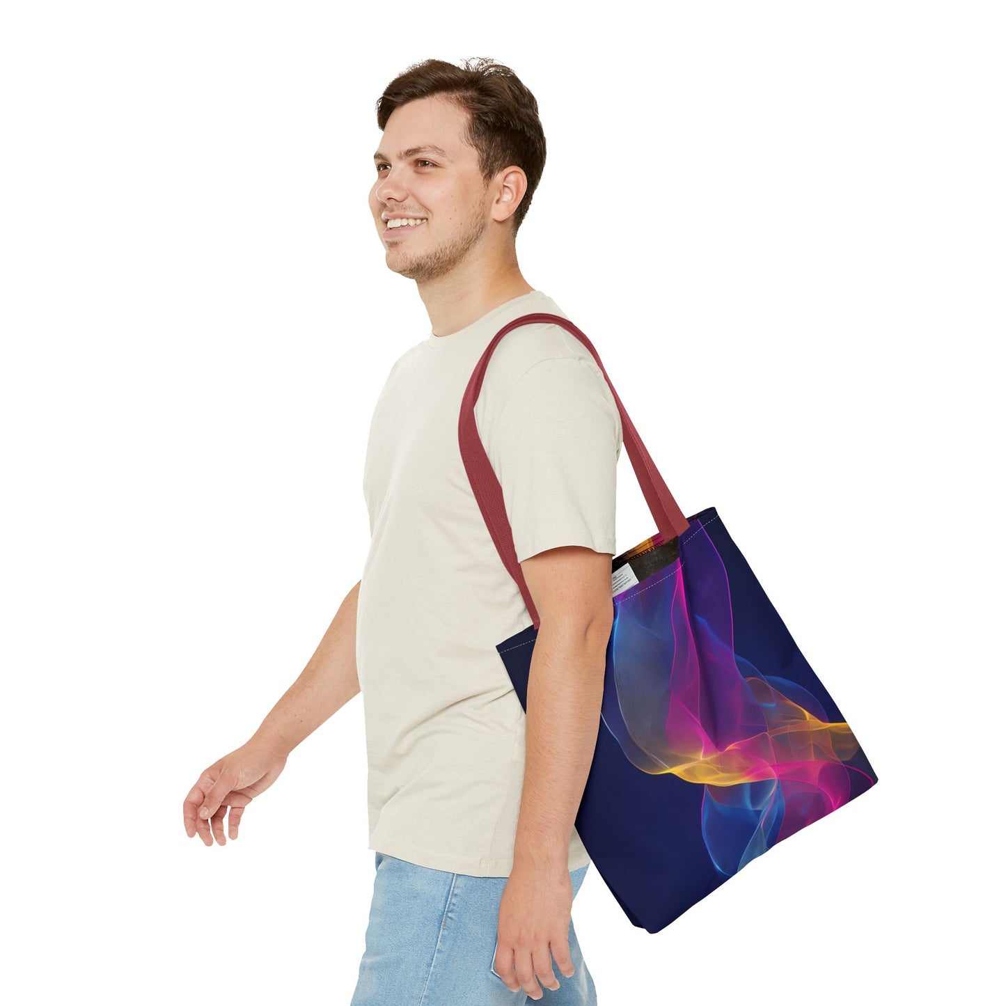 Colorful Abstract Tote Bag, Stylish Shopping Bag, Reusable Groceries Bag