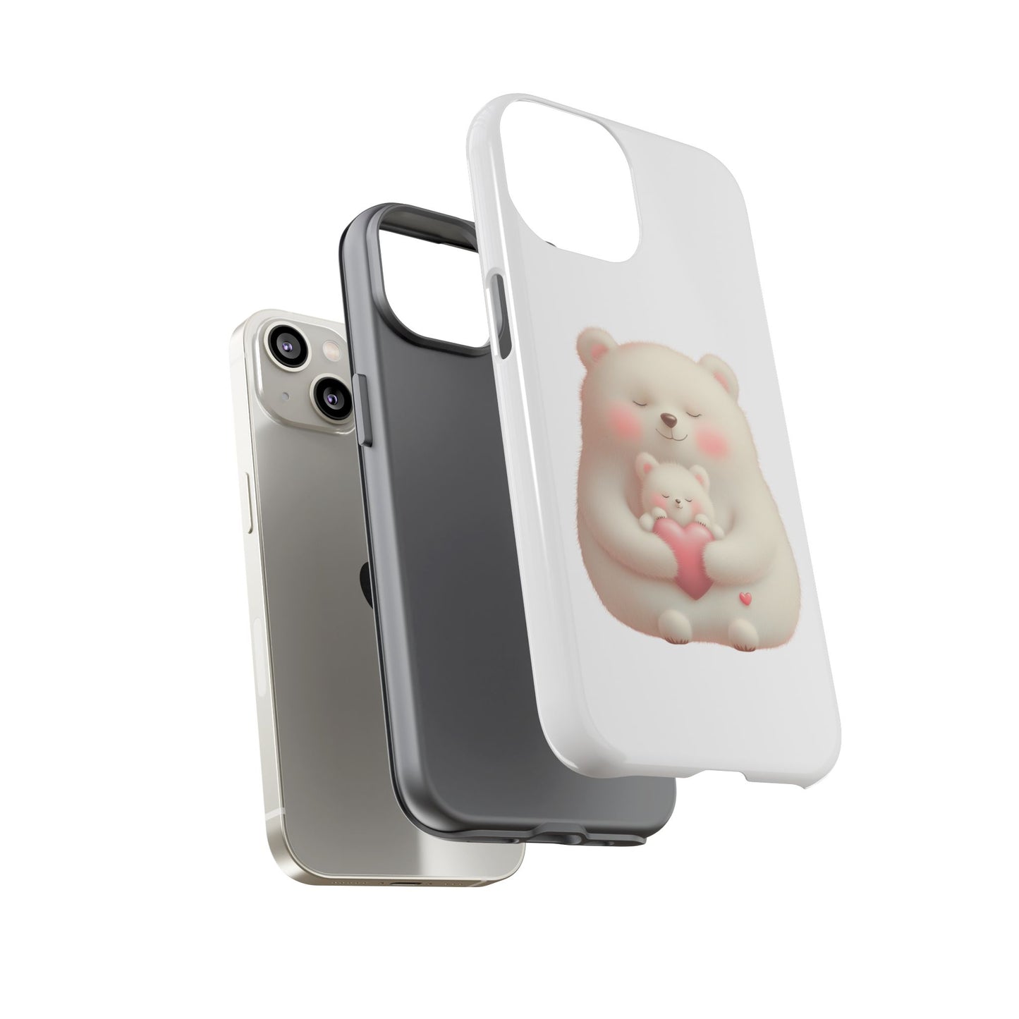 Cute Bear Phone Case, Tough Cases, Animal Lover Gift, Kids Accessories, Mother’s Day, Heartwarming Design