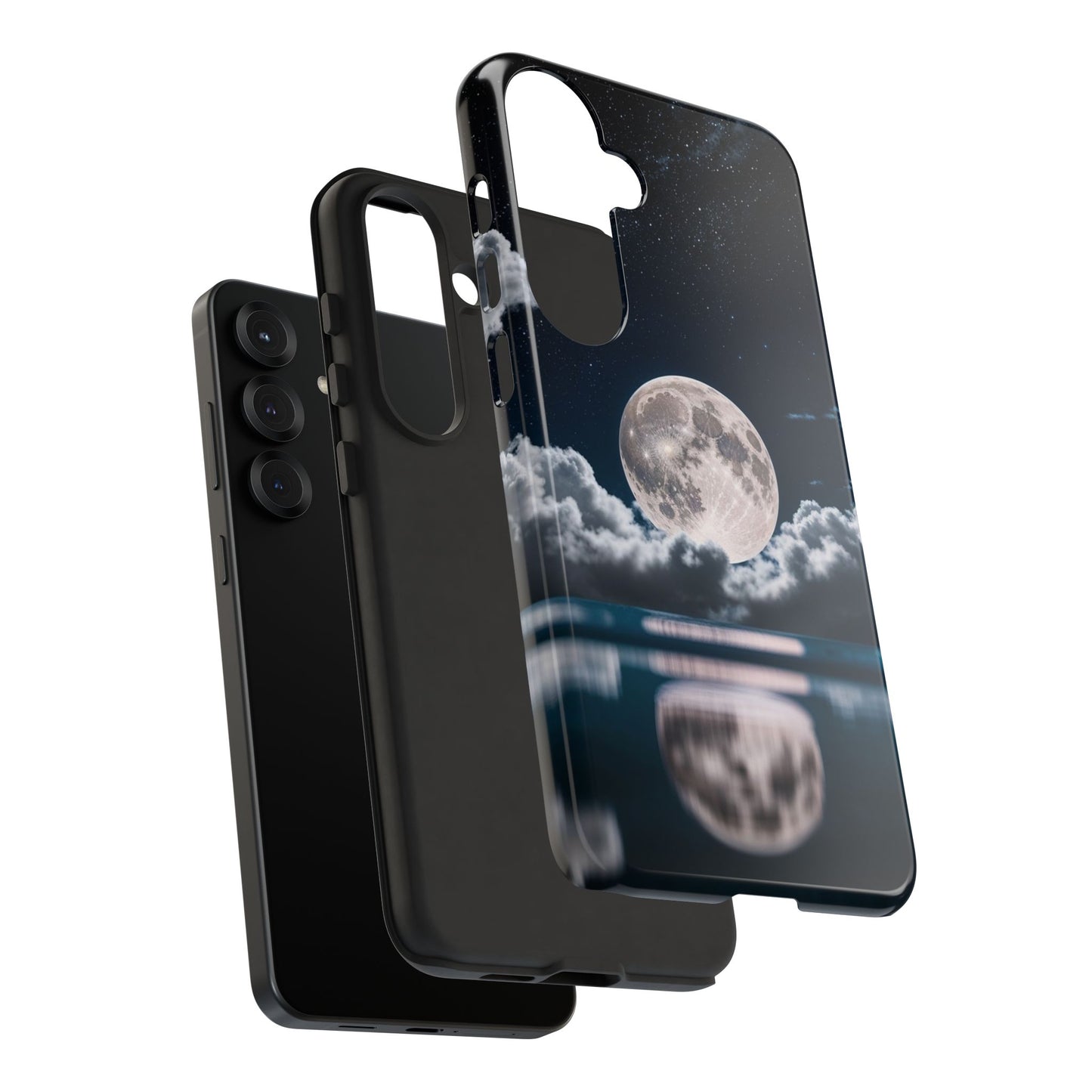 Moonlit Reflection Phone Case — Night Sky Moon & Clouds Tough Case