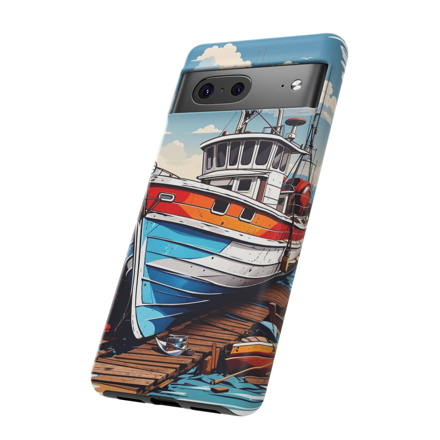 Colorful Fishing Boat Phone Case | Nautical Gift, Marine Design, Coastal Aesthetic, Summer Vibes, Sea Lover's Accessory