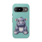 Cute Hippo Phone Case, Tough Phone Cover, Fun Animal Case, Gift for Kids, Cute Decor, Birthday Present