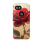 Floral Phone Case with Red Rose Design, Tough Phone Cover, Flower Print, Gift for Her, Stylish Accessory, Floral Aesthetic