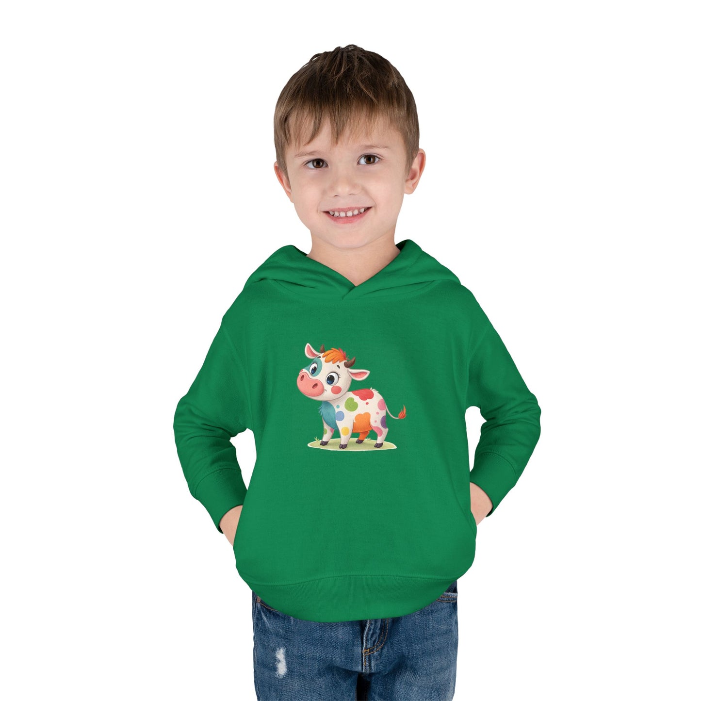 Cute Cow Toddler Pullover Fleece Hoodie, Kids' Hoodie, Animal Hoodie, Cozy Kids Apparel, Fun Gifts for Toddlers, Birthday Gift