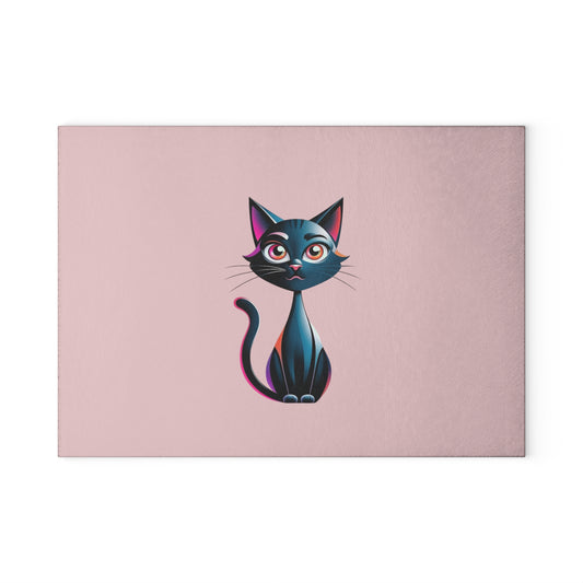 Charming Cat Glass Cutting Board - Cute Cat Kitchen Decor, Pet Lover Gift, Unique Housewarming Present, Cat Mom Essential